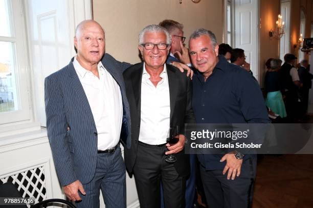 Gabriel Lewy and Dr. Martin Marianowicz and Gil Bachrach, founder 'Lichterkette' during a reception on the occasion of the 70th anniversary of...