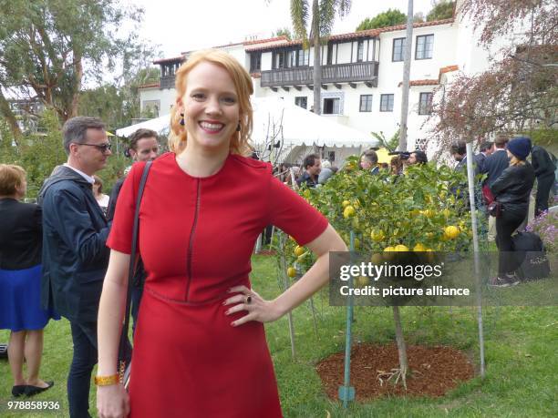 February 2017, USA, Los Angeles: German actress and acting coach, Nina Rausch, smiles as she attends a reception for German filmmakers at the Villa...