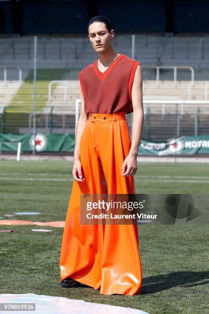 Model walks the runway during the Arthur Avellano Menswear Spring/Summer 2019 show as part of Paris Fashion Week on June 19, 2018 in Paris, France.