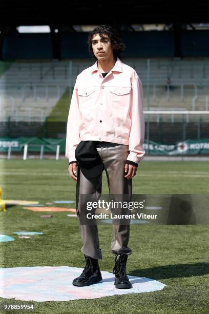 Model walks the runway during the Arthur Avellano Menswear Spring/Summer 2019 show as part of Paris Fashion Week on June 19, 2018 in Paris, France.