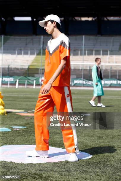 Model walks the runway during the Arthur Avellano Menswear Spring/Summer 2019 show as part of Paris Fashion Week on June 19, 2018 in Paris, France.