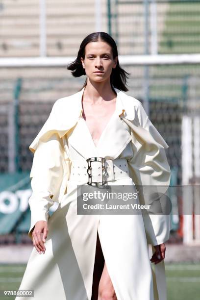 Model walks the runway during the Arthur Avellano Menswear Spring/Summer 2019 show as part of Paris Fashion Week on June 19, 2018 in Paris, France.