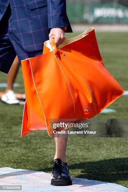 Model walks the runway during the Arthur Avellano Menswear Spring/Summer 2019 show as part of Paris Fashion Week on June 19, 2018 in Paris, France.