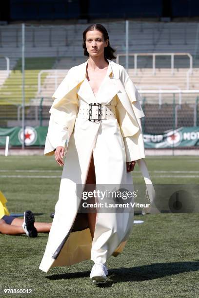 Model walks the runway during the Arthur Avellano Menswear Spring/Summer 2019 show as part of Paris Fashion Week on June 19, 2018 in Paris, France.