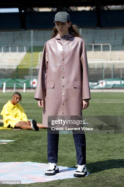 Model walks the runway during the Arthur Avellano Menswear Spring/Summer 2019 show as part of Paris Fashion Week on June 19, 2018 in Paris, France.