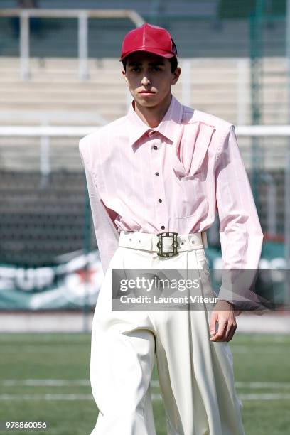 Model walks the runway during the Arthur Avellano Menswear Spring/Summer 2019 show as part of Paris Fashion Week on June 19, 2018 in Paris, France.