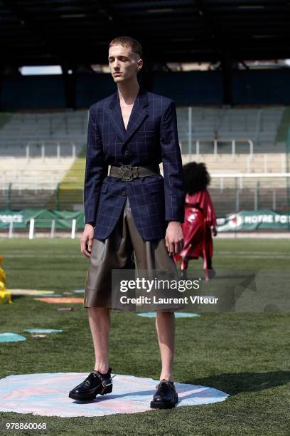 Model walks the runway during the Arthur Avellano Menswear Spring/Summer 2019 show as part of Paris Fashion Week on June 19, 2018 in Paris, France.