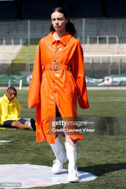 Model walks the runway during the Arthur Avellano Menswear Spring/Summer 2019 show as part of Paris Fashion Week on June 19, 2018 in Paris, France.