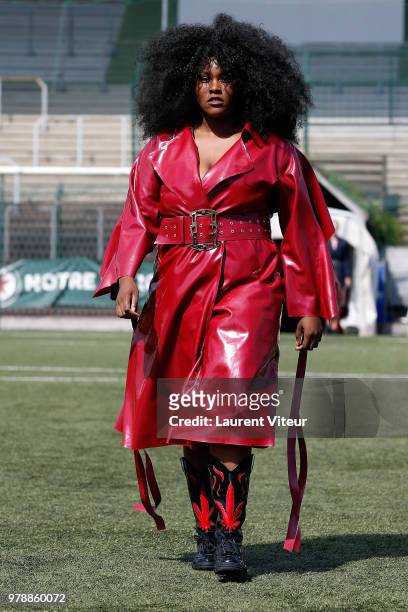 Model walks the runway during the Arthur Avellano Menswear Spring/Summer 2019 show as part of Paris Fashion Week on June 19, 2018 in Paris, France.
