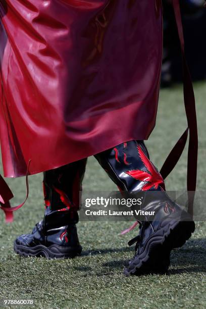 Model walks the runway during the Arthur Avellano Menswear Spring/Summer 2019 show as part of Paris Fashion Week on June 19, 2018 in Paris, France.