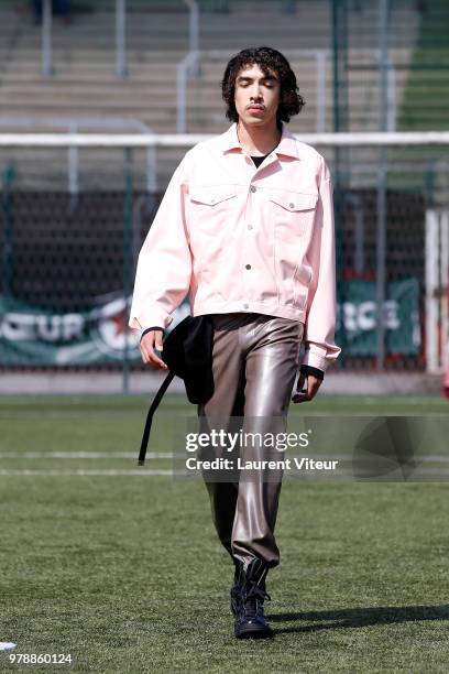 Model walks the runway during the Arthur Avellano Menswear Spring/Summer 2019 show as part of Paris Fashion Week on June 19, 2018 in Paris, France.