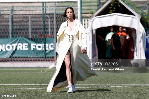 Model walks the runway during the Arthur Avellano Menswear Spring/Summer 2019 show as part of Paris Fashion Week on June 19, 2018 in Paris, France.