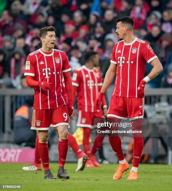 Febuary 2018, Germany, Munich: German Bundesliga soccer match between Bayern Munich and Hertha BSC, Allianz Arena. Munich's Sandro Wagner in...