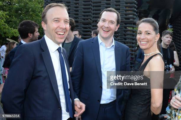 Matt Hancock, George Osborne and Yana Peel attend the annual summer party in partnership with Chanel at The Serpentine Pavilion on June 19, 2018 in...
