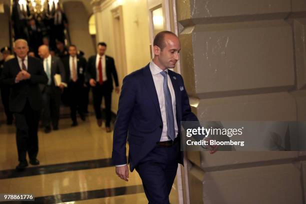 Stephen Miller, White House senior advisor for policy, walks to a House Republican conference meeting on immigration legislation at the U.S. Capitol...