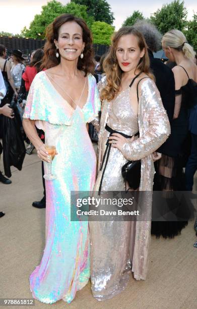 Andrea Dellal and Charlotte Dellal attend the annual summer party in partnership with Chanel at The Serpentine Pavilion on June 19, 2018 in London,...