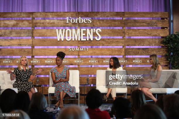 Julie Wainwright Franchesca Ramsey, Anjula Acharia Christina Vuleta attend Forbes Women's Summit 2018 in New York, United States on June 19, 2018.