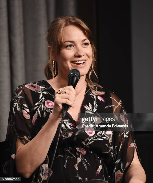 Actress Yvonne Strahovski attends the SAG-AFTRA Foundation Conversations screening and Q&A of "The Handmaid's Tale" at the SAG-AFTRA Foundation...