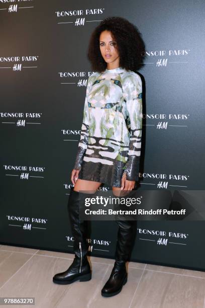 Model Noemie Lenoir attends the H&M Flaship Opening Party as part of Paris Fashion Week on June 19, 2018 in Paris, France.