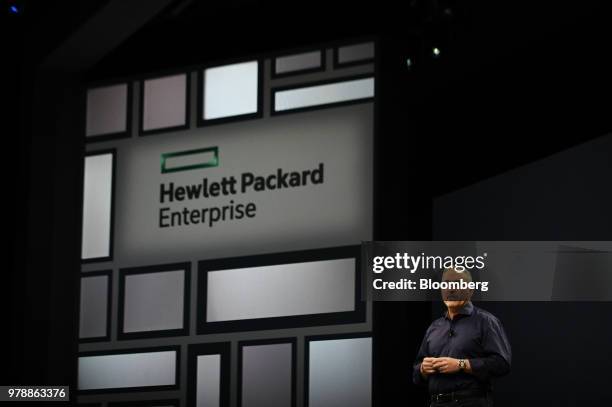 Antonio Neri, president and chief executive officer of Hewitt Packerd Enterprise , speaks during the HPE Discovery CIO Summit in Las Vegas, Nevada,...