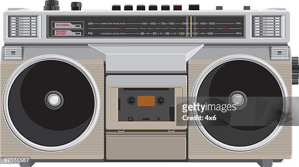 boom box - audio cassette stock-grafiken, -clipart, -cartoons und -symbole