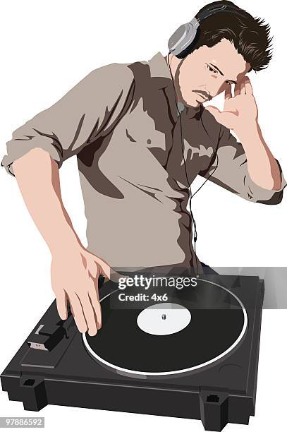 stockillustraties, clipart, cartoons en iconen met cool dj - radio dj