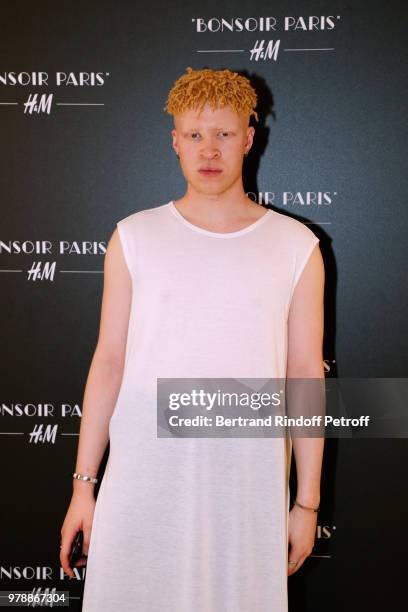 Model Shaun Ross attends the H&M Flaship Opening Party as part of Paris Fashion Week on June 19, 2018 in Paris, France.