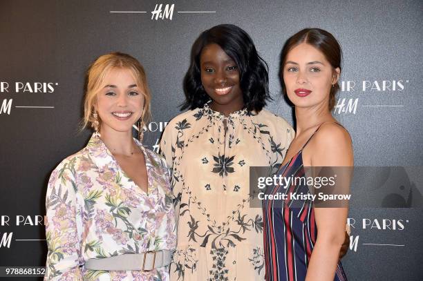 Alice Isaaz, Karidja Toure and Marie-Ange Casta attend the H&M Flagship Opening Party as part of Paris Fashion Week on June 19, 2018 in Paris, France.