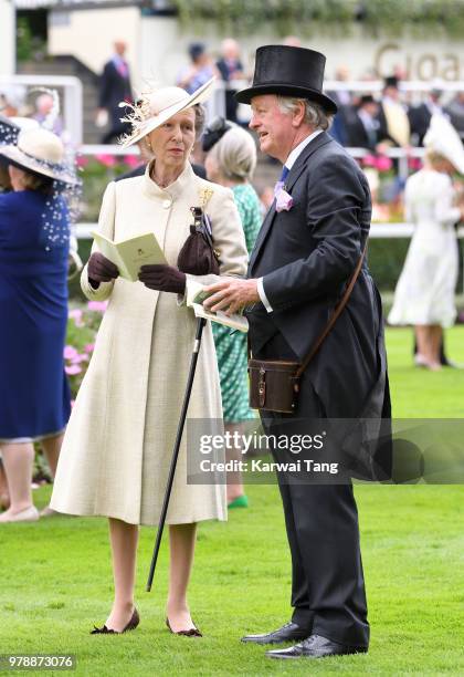 Princess Anne Princess Royal and Andrew Parker Bowles attend Royal Ascot Day 1 at Ascot Racecourse on June 19, 2018 in Ascot, United Kingdom.