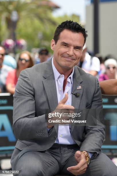 Antonio Sabato Jr. Visits "Extra" at Universal Studios Hollywood on June 19, 2018 in Universal City, California.