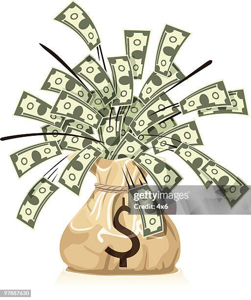 success with money - money bag white background stock illustrations
