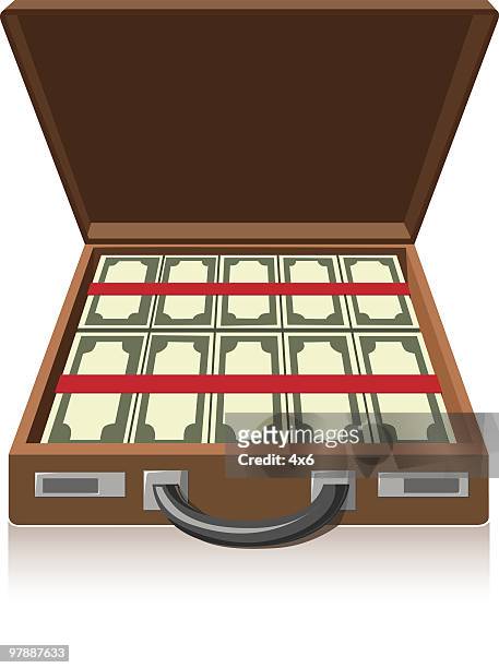briefcase full of cash - open suitcase stock illustrations