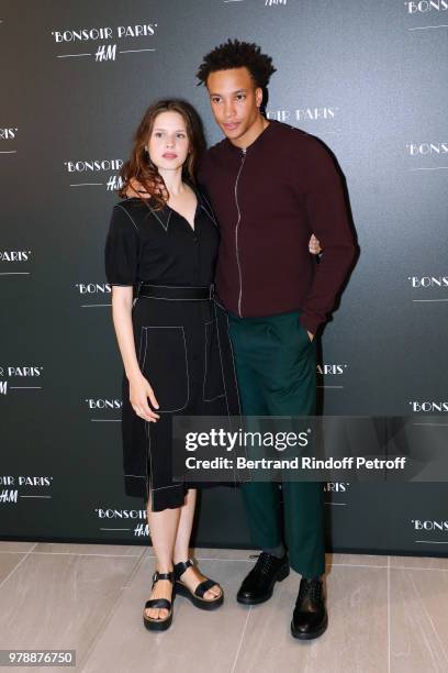 Daphne Patakia and Corentin Fila attend the H&M Flaship Opening Party as part of Paris Fashion Week on June 19, 2018 in Paris, France.