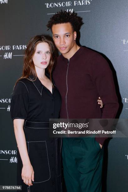 Daphne Patakia and Corentin Fila attend the H&M Flaship Opening Party as part of Paris Fashion Week on June 19, 2018 in Paris, France.