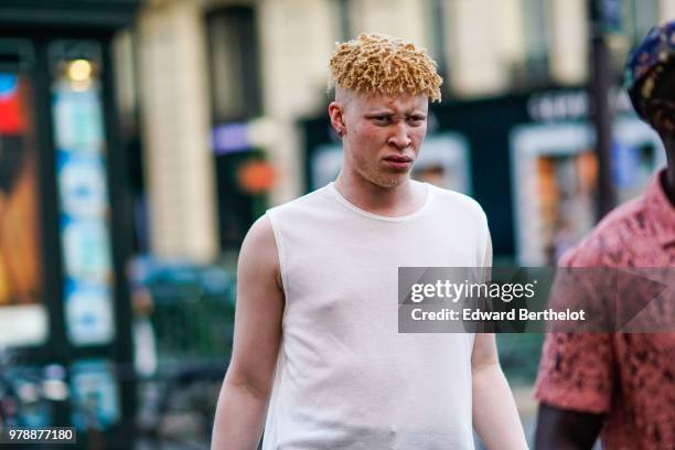 Model Shaun Ross attends the H&M Flaship Opening Party as part of Paris Fashion Week on June 19, 2018 in Paris, France.