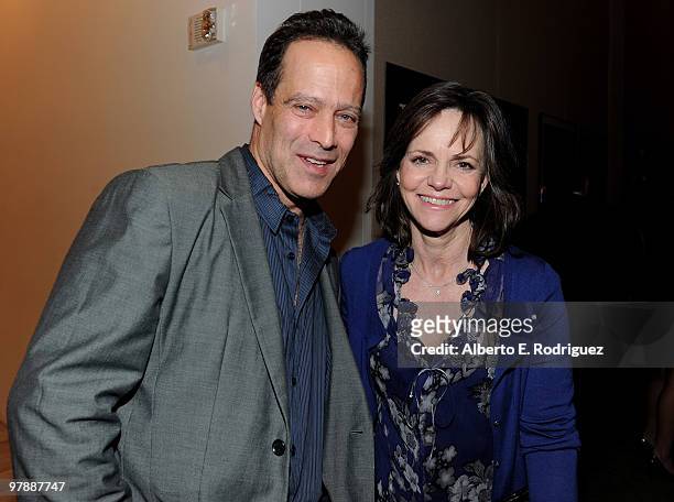 Journalist Sebastian Junger and actress Sally Field pose at the Best of the 2010 Sundance Film Festival's L.A. Benefit screening of Restrepo at The...