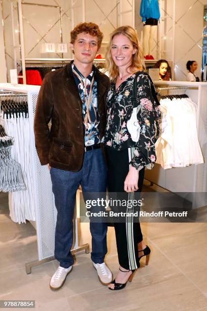 Actors Niels Schneider and Kate Moran attend the H&M Flaship Opening Party as part of Paris Fashion Week on June 19, 2018 in Paris, France.