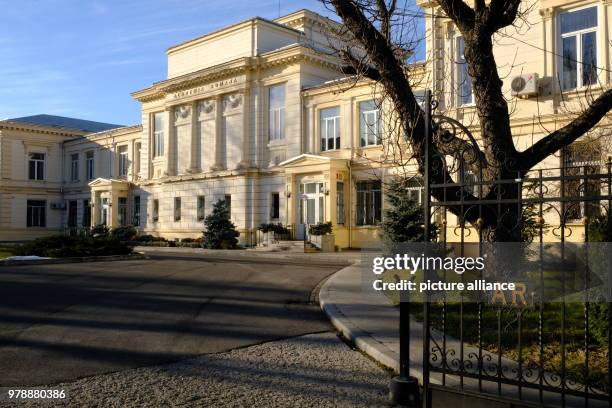 January 2018, Romania, Bukarest: The entrance to the Academia Romana . Photo: Birgit Zimmermann/dpa-Zentralbild/dpa