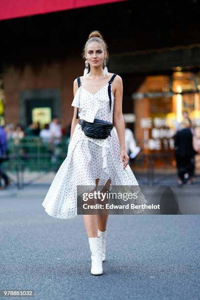 Model Elena Carriere attends the H&M Flaship Opening Party as part of Paris Fashion Week on June 19, 2018 in Paris, France.