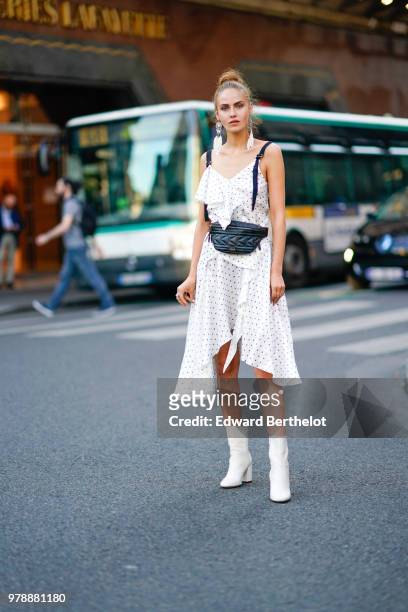 Model Elena Carriere attends the H&M Flaship Opening Party as part of Paris Fashion Week on June 19, 2018 in Paris, France.