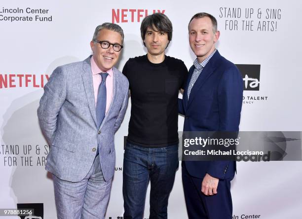 Acting President of Lincoln Center for the Performing Arts Russell Granet, comedian Demetri Martin, and Co-President of United Talent Agency David...