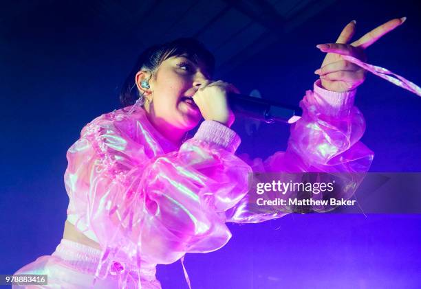 Charli XCX performs live on stage at Village Underground on June 19, 2018 in London, England.