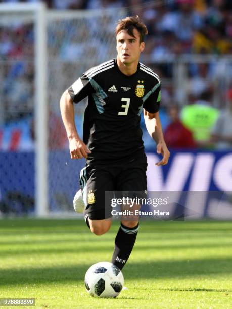 Nicolas Tagliafico of Argentina in action during the 2018 FIFA World Cup Russia group D match between Argentina and Iceland at Spartak Stadium on...