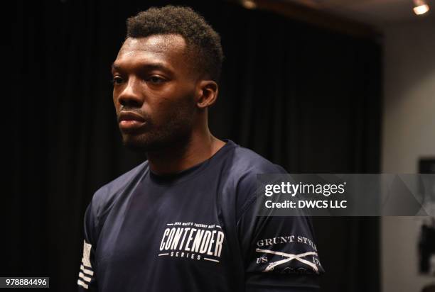 Dwight Grant warms up prior to his welterweight bout against Tyler Hill during Dana White's Tuesday Night Contender Series at the TUF Gym on June 19,...