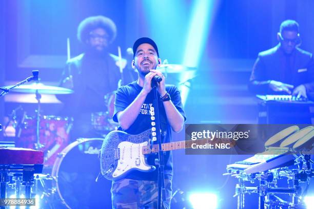 Episode 0887 -- Pictured: Musical Guest Mike Shinoda performs on June 19, 2018 --