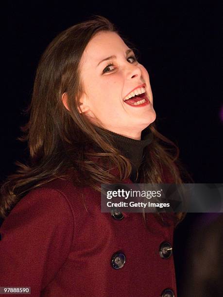 German singer Lena Meyer-Landrut performs on stage during the 'TV Total Wok WM 2010' on March 19, 2010 in Oberhof, Germany.