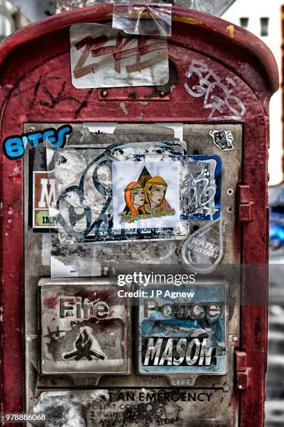 in case of emergency - new york city - classic new york graffiti stock pictures, royalty-free photos & images