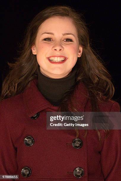 German singer Lena Meyer-Landrut performs on stage during the 'TV Total Wok WM 2010' on March 19, 2010 in Oberhof, Germany.