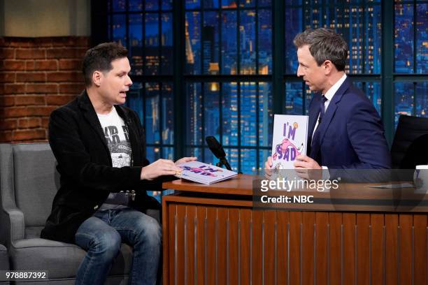 Episode 699 -- Pictured: Comedian Michael Ian Black during an interview with host Seth Meyers on June 19, 2018 --