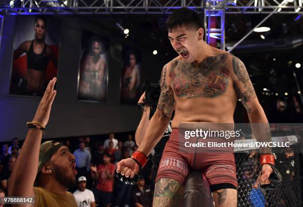 Anthony Hernandez celebrates after his knockout victory over Jordan Wright in their middleweight bout during Dana White's Tuesday Night Contender...